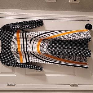 Queen Collection Women's Black and Orange polka dot dress size Large